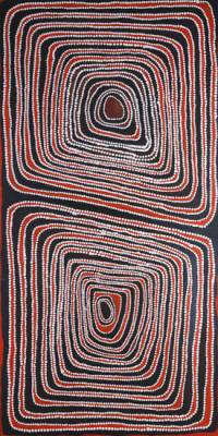 Australian Indigenous (Aboriginal and Torres Strait Islander) artwork by MAWUKURA JIMMY NERRIMAH of Mangkaja Artists. The title is Wili. [pc759/05] (Acrylic on Canvas)