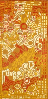 Australian Indigenous (Aboriginal and Torres Strait Islander) artwork by MARY BROWN NAPANGATI of Papunya Tula Artists. The title is Wilkinkarra. [MN0403070] (Acrylic on Belgian Linen)