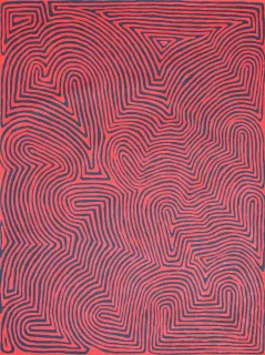 Australian Indigenous (Aboriginal and Torres Strait Islander) artwork by RONNIE TJAMPITJINPA of Papunya Tula Artists. The title is Wilkinkarra. [RT1002001] (Acrylic on Belgian Linen)