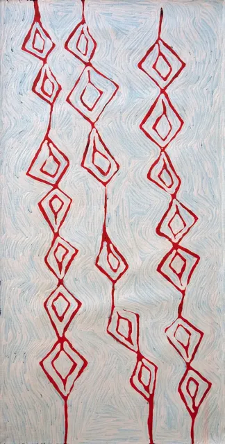 Australian Indigenous (Aboriginal and Torres Strait Islander) artwork by NYILYARI TJAPANGATI of Papunya Tula Artists. The title is Wilkinkarra. [NT1107027] (Acrylic on Belgian Linen)