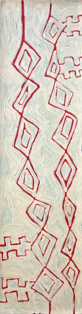 Australian Indigenous (Aboriginal and Torres Strait Islander) artwork by NYILYARI TJAPANGATI of Papunya Tula Artists. The title is Wilkinkarra. [NT1107082] (Acrylic on Belgian Linen)