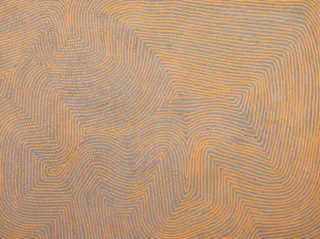 Australian Indigenous (Aboriginal and Torres Strait Islander) artwork by WARLIMPIRRNGA TJAPALTJARRI of Papunya Tula Artists. The title is Wilkinkarra. [WT0311073] (Acrylic on Belgian Linen)