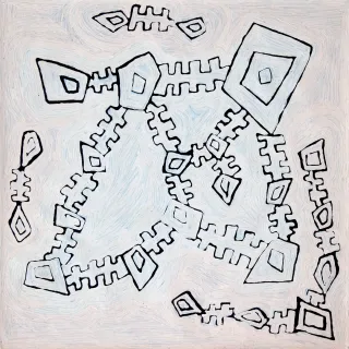 Australian Indigenous (Aboriginal and Torres Strait Islander) artwork by NYILYARI TJAPANGATI of Papunya Tula Artists. The title is Wilkinkarra. [NT1203034] (Acrylic on Belgian Linen)