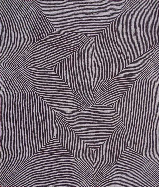 Australian Indigenous (Aboriginal and Torres Strait Islander) artwork by WARLIMPIRRNGA TJAPALTJARRI of Papunya Tula Artists. The title is Wilkinkarra. [WT1206070] (Acrylic on Belgian Linen)