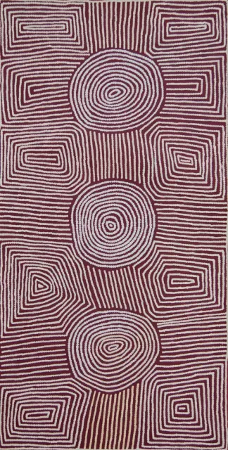 Australian Indigenous (Aboriginal and Torres Strait Islander) artwork by WARLIMPIRRNGA TJAPALTJARRI of Papunya Tula Artists. The title is Wilkinkarra. [WT1210031] (Acrylic on Belgian Linen)