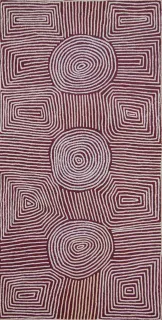 Australian Indigenous (Aboriginal and Torres Strait Islander) artwork by WARLIMPIRRNGA TJAPALTJARRI of Papunya Tula Artists. The title is Wilkinkarra. [WT1210031] (Acrylic on Belgian Linen)