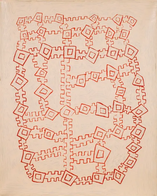 Australian Indigenous (Aboriginal and Torres Strait Islander) artwork by NYILYARI TJAPANGATI of Papunya Tula Artists. The title is Wilkinkarra. [NT0806085] (Acrylic on Belgian Linen)