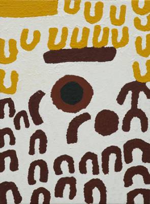 Australian Indigenous (Aboriginal and Torres Strait Islander) artwork by TOSSIE BAADJO of Warlayirti Artists (Balgo). The title is Wilkinkarra. [606/08] (Acrylic on Canvas)