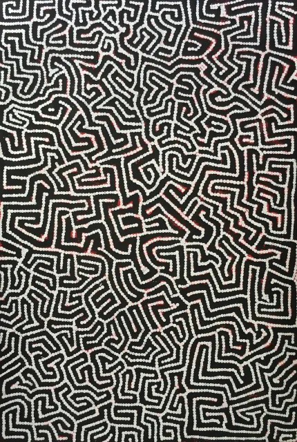 Australian Indigenous (Aboriginal and Torres Strait Islander) artwork by TIMMY PAYUNGKA TJAPANGATI of Papunya Tula Artists. The title is Wilkinkarra (Lake Mackay). [TN9901215] (Acrylic on Belgian Linen)