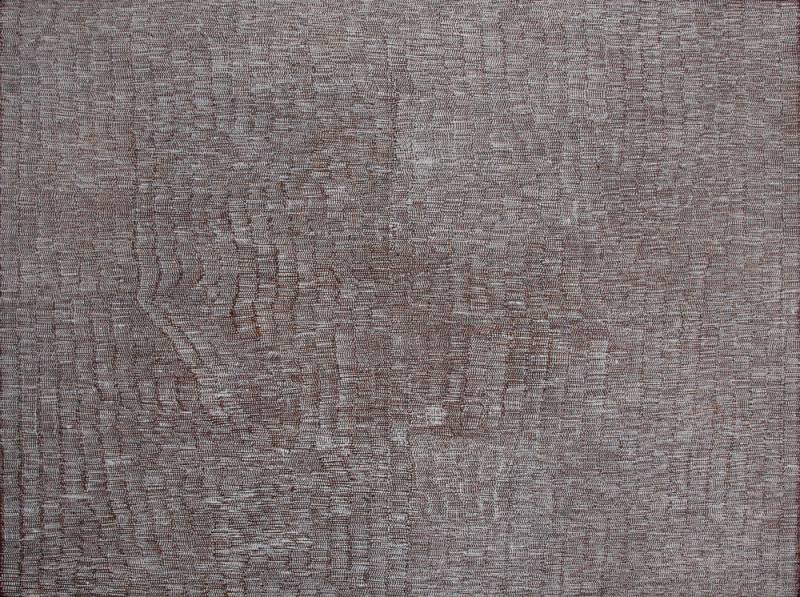 Australian Indigenous (Aboriginal and Torres Strait Islander) artwork by ALISON PURUNTATAMERI of Munupi Artists. The title is Winga (Tidal Movement/Waves). [19-400] (Ochre on Linen)