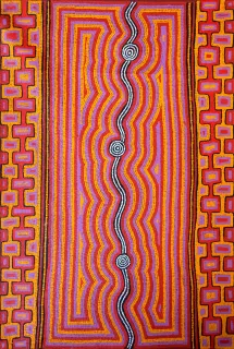 Australian Indigenous (Aboriginal and Torres Strait Islander) artwork by MATTHEW WEST TJUPURRULA of Papunya Tula Artists. The title is Winpulpula. [MW1104153] (Acrylic on Belgian Linen)