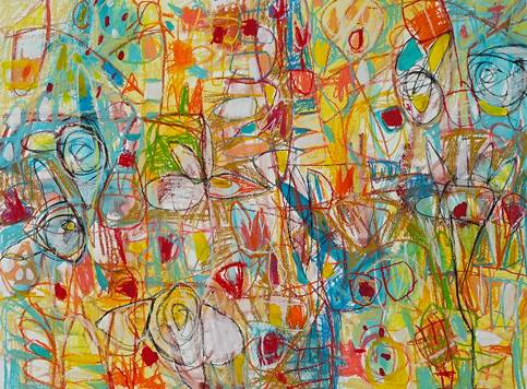 Australian Indigenous (Aboriginal and Torres Strait Islander) artwork by ROBBI NEAL of Miscellaneous Artists. The title is Winter Sun In The Garden. [RN100522P] (Pastel and Gouache on 425gsm Bockingford Cold Pressed Acid Free Paper)