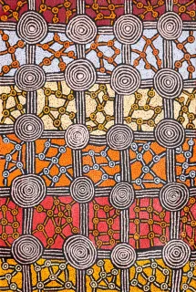 Australian Indigenous (Aboriginal and Torres Strait Islander) artwork by RAYMOND TJAPALTJARRI of Papunya Tula Artists. The title is Wirrilpinya. [RT0805046] (Acrylic on Linen)