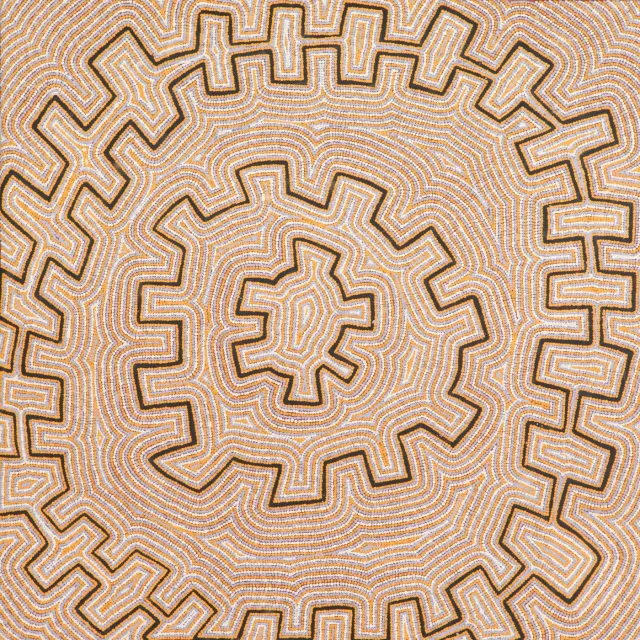 Australian Indigenous (Aboriginal and Torres Strait Islander) artwork by MATTHEW WEST TJUPURRULA of Papunya Tula Artists. The title is Wirrimanu. [MW0906056] (Acrylic on Belgian Linen)