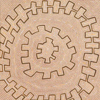 Australian Indigenous (Aboriginal and Torres Strait Islander) artwork by MATTHEW WEST TJUPURRULA of Papunya Tula Artists. The title is Wirrimanu. [MW0906056] (Acrylic on Belgian Linen)