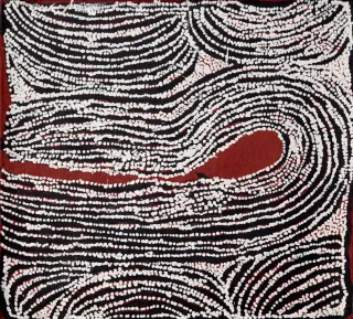 Australian Indigenous (Aboriginal and Torres Strait Islander) artwork by NINGURA NAPURRULA of Papunya Tula Artists. The title is Wirrulnga. [NN0902034] (Acrylic on Linen)
