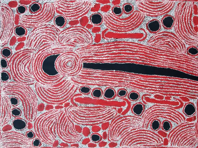 Australian Indigenous (Aboriginal and Torres Strait Islander) artwork by NINGURA NAPURRULA of Papunya Tula Artists. The title is Wirrulnga. [NN0811098] (Acrylic on Belgian Linen)
