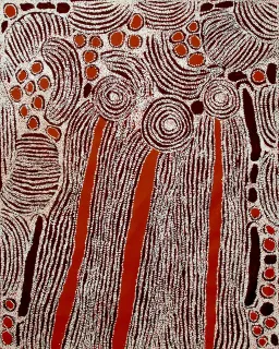 Australian Indigenous (Aboriginal and Torres Strait Islander) artwork by NINGURA NAPURRULA of Papunya Tula Artists. The title is Wirrulnga. [NN0904049] (Acrylic on Belgian Linen)