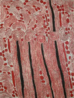Australian Indigenous (Aboriginal and Torres Strait Islander) artwork by NINGURA NAPURRULA of Papunya Tula Artists. The title is Wirrulnga. [NN0808179] (Acrylic on Belgian Linen)