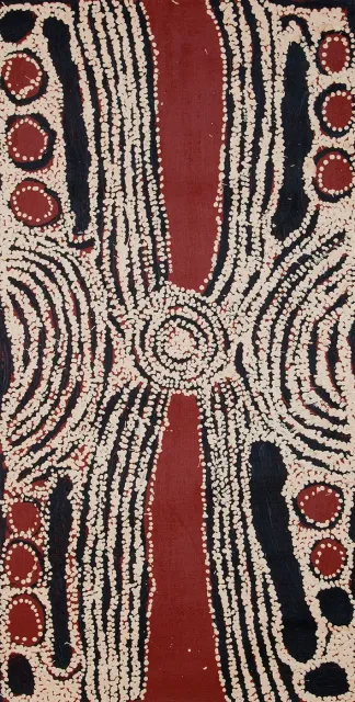 Australian Indigenous (Aboriginal and Torres Strait Islander) artwork by NINGURA NAPURRULA of Papunya Tula Artists. The title is Wirrulnga. [NN1109143] (Acrylic on Belgian Linen)