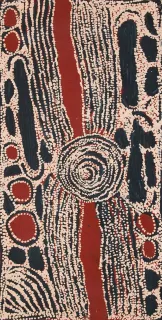 Australian Indigenous (Aboriginal and Torres Strait Islander) artwork by NINGURA NAPURRULA of Papunya Tula Artists. The title is Wirrulnga. [NN0807161] (Acrylic on Belgian Linen)
