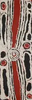 Australian Indigenous (Aboriginal and Torres Strait Islander) artwork by NINGURA NAPURRULA of Papunya Tula Artists. The title is Wirrulnga. [NN1208113] (Acrylic on Belgian Linen)