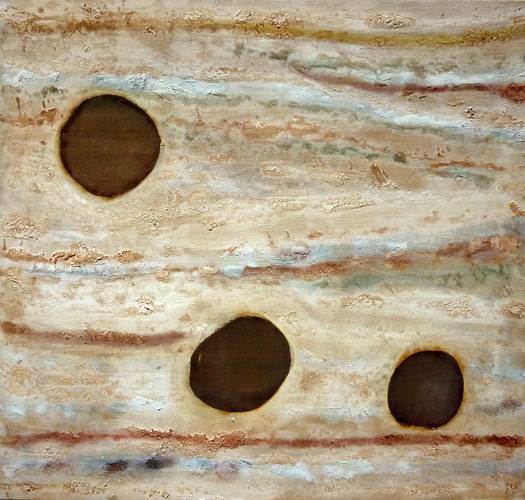 Australian Indigenous (Aboriginal and Torres Strait Islander) artwork by LINDSAY HARRIS of Miscellaneous Artists. The title is Wombar (Dust). [02 - Wombar (Dust)] (Pigment, Resin and Clay on Hemp)