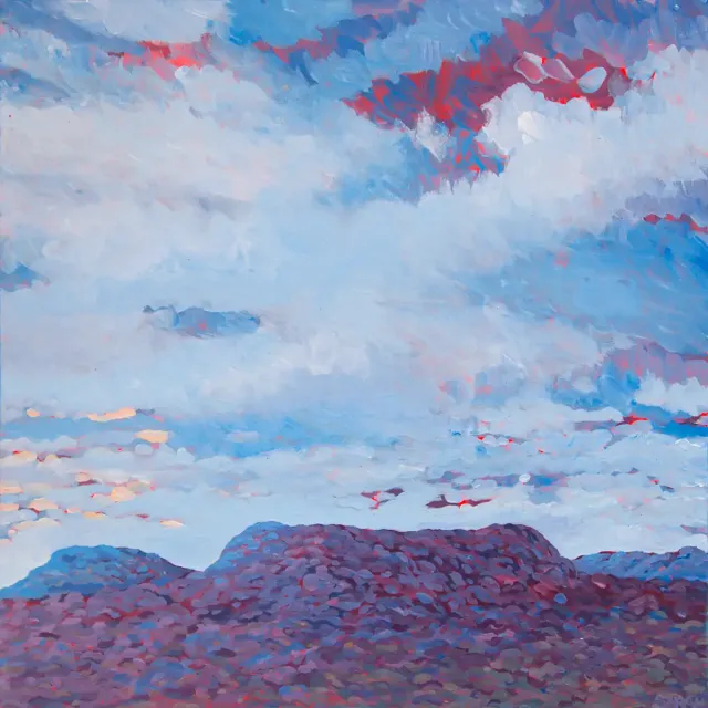 Australian Indigenous (Aboriginal and Torres Strait Islander) artwork by SARAH BROWN of Miscellaneous Artists. The title is Women’s Mountain. [SB201610040] (Acrylic on Gesso Board)