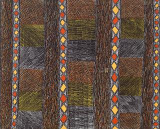 Australian Indigenous (Aboriginal and Torres Strait Islander) artwork by ITA TIPUNGWUTI of Tiwi Design. The title is Yirrikamani Jilamara (number two). [it16-6-09] (Earth Pigments on Canvas)