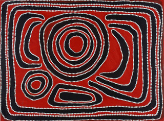 Australian Indigenous (Aboriginal and Torres Strait Islander) artwork by MAWUKURA JIMMY NERRIMAH of Mangkaja Artists. The title is Yalapari Jila. [147/06] (Acrylic on Canvas)