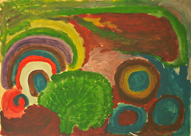 Australian Indigenous (Aboriginal and Torres Strait Islander) artwork by PAJI WAJINA HONEYCHILD YANKARR of Mangkaja Artists. The title is Yirritul. [wp469/93] (Atelier Acrylic, 250gsm Velin Arches Paper)