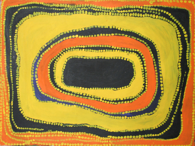 Australian Indigenous (Aboriginal and Torres Strait Islander) artwork by WAKARTU CORY SURPRISE of Mangkaja Artists. The title is Yinijaparri Jumu. [pc259/04] (Atelier Artist Acrylic on 11oz Cotton Duck)