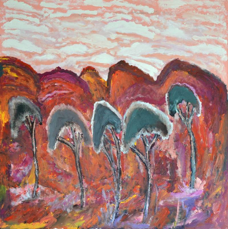 Australian Indigenous (Aboriginal and Torres Strait Islander) artwork by ADRIAN ROBERTSON of Mwerre Anthurre Artists (Bindi Inc). The title is Yalpirakinu. [138-21] (Acrylic on Canvas)