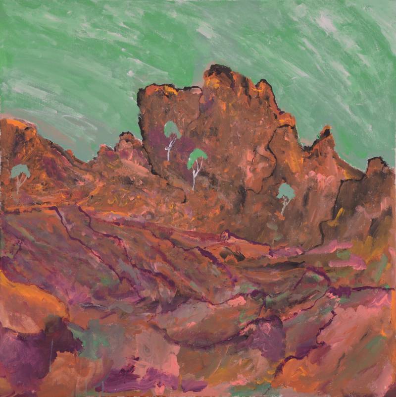 Australian Indigenous (Aboriginal and Torres Strait Islander) artwork by ADRIAN ROBERTSON of Mwerre Anthurre Artists (Bindi Inc). The title is Yalpirakinu. [219-20] (Acrylic on Canvas)