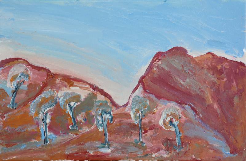 Australian Indigenous (Aboriginal and Torres Strait Islander) artwork by ADRIAN ROBERTSON of Mwerre Anthurre Artists (Bindi Inc). The title is Yalpirakinu. [865-22] (Acrylic on Canvas)