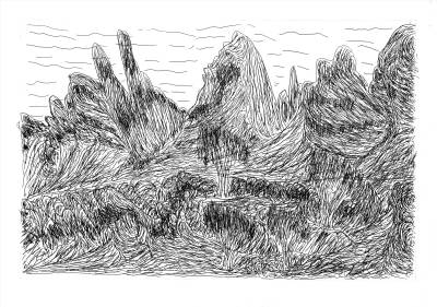 Australian Indigenous (Aboriginal and Torres Strait Islander) artwork by ADRIAN ROBERTSON of Mwerre Anthurre Artists (Bindi Inc). The title is Yalpirakinu. [12-23] (Pen/Pencil Drawing)