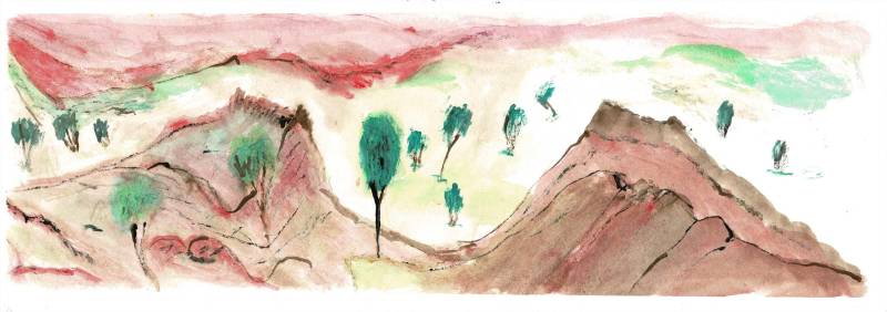 Australian Indigenous (Aboriginal and Torres Strait Islander) artwork by ADRIAN ROBERTSON of Mwerre Anthurre Artists (Bindi Inc). The title is Yalpirakinu. [1309-22] (Watercolour on Paper)