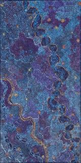 Australian Indigenous (Aboriginal and Torres Strait Islander) artwork by ALMA NUNGARRAYI GRANITES of Warlukurlangu Artists (Yuendumu). The title is Yanjirlpirri Jukurrpa (Star Dreaming). [113/09] (Acrylic on Belgian Linen)
