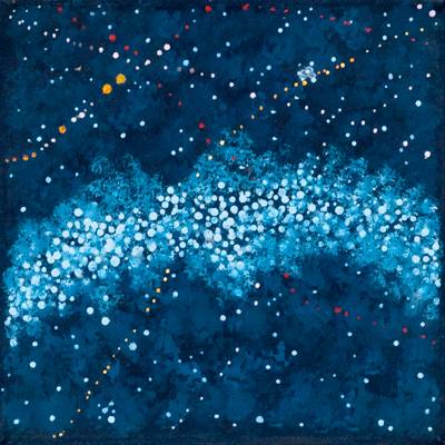 Australian Indigenous (Aboriginal and Torres Strait Islander) artwork by ALMA NUNGARRAYI GRANITES of Warlukurlangu Artists (Yuendumu). The title is Yanjirlpirri or Napaljarri-warnu Jukurrpa (Star or Seven Sisters Dreaming). [1196/09 (sold as a triptych with 1194/09 & 1195/09)] (Acrylic on Linen)