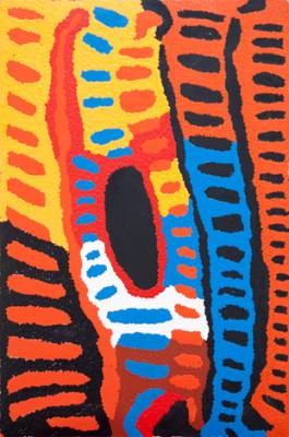 Australian Indigenous (Aboriginal and Torres Strait Islander) artwork by LUCY YUKENBARRI of Warlayirti Artists (Balgo). The title is Yanulli, in the Great Sandy Desert, W.A.. [267/95] (Acrylic on Canvas)