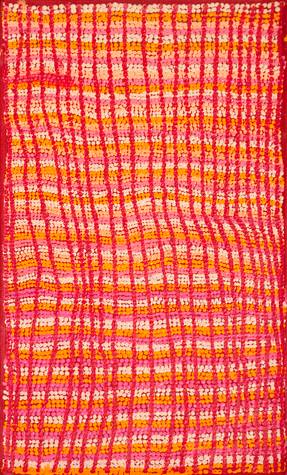 Australian Indigenous (Aboriginal and Torres Strait Islander) artwork by LONG MAGGIE NAKAMARRA WHITE of Warlukurlangu Artists (Yuendumu). The title is Yinirnti Jukurrpa (Bean Tree Dreaming). [1183/09] (Acrylic on Canvas)