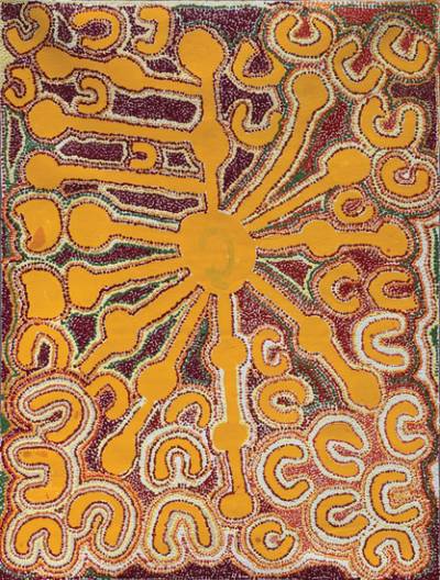 Australian Indigenous (Aboriginal and Torres Strait Islander) artwork by NANCY TAYLOR of Martumili Artists. The title is Yinta. [08-860] (Acrylic on Canvas)