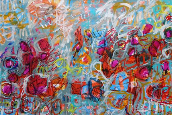 Australian Indigenous (Aboriginal and Torres Strait Islander) artwork by ROBBI NEAL of Miscellaneous Artists. The title is You are Joy and More Joy. [RN291121L] (Oil and Acrylic on Linen)