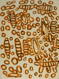 Australian Indigenous (Aboriginal and Torres Strait Islander) artwork by KUTUNGKA NAPANANGKA of Papunya Tula Artists. The title is Yulkarpa. [KN0710239] (Acrylic on Canvas)