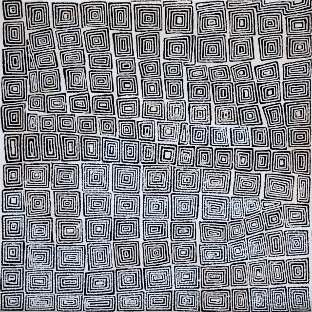 Australian Indigenous (Aboriginal and Torres Strait Islander) artwork by RAY JAMES TJANGALA of Papunya Tula Artists. The title is Yunala. [RJ1204040] (Acrylic on Belgian Linen)